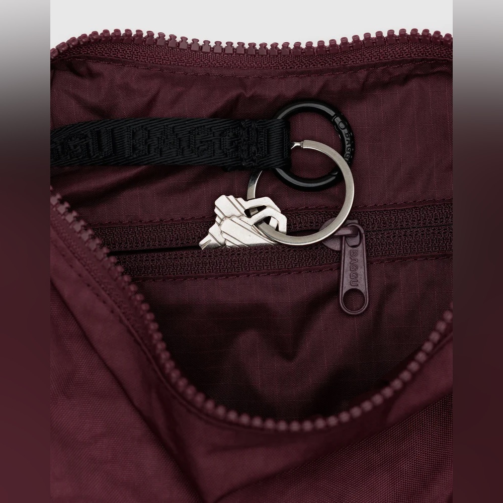 BAGGU Small Crescent Bag-  Mahogany - Monochrome Nylon Burgundy Red - Picture 3 of 3